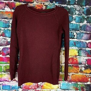 Le3No Crew Neck Waffle Weave Lightweight Sweater medium